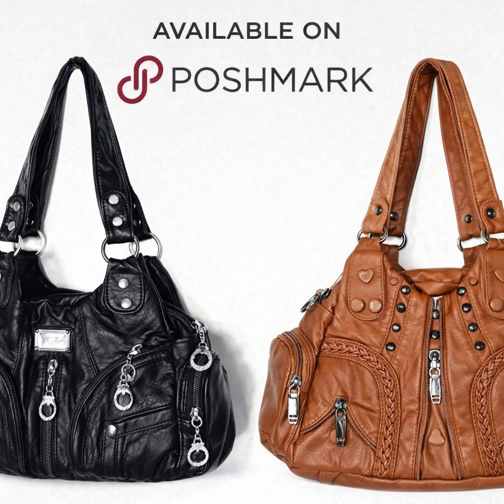 🧡🖤 Orange & Black Handbag Set (2 pcs)